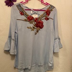 NWT blue 3/4 sleeve blouse